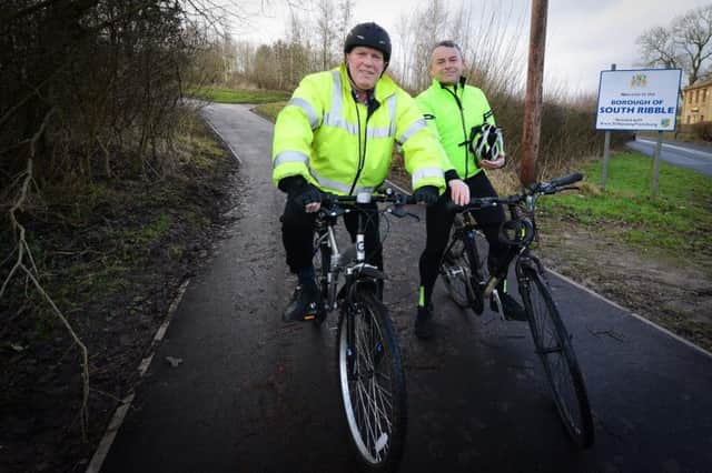 (L-R) County Councillor John Fillis, cabinet member for highways and transport, with County Councillor Matthew Tomlinson, who represents central Leyland and is involved with the ongoing development of the Leyland Loop.