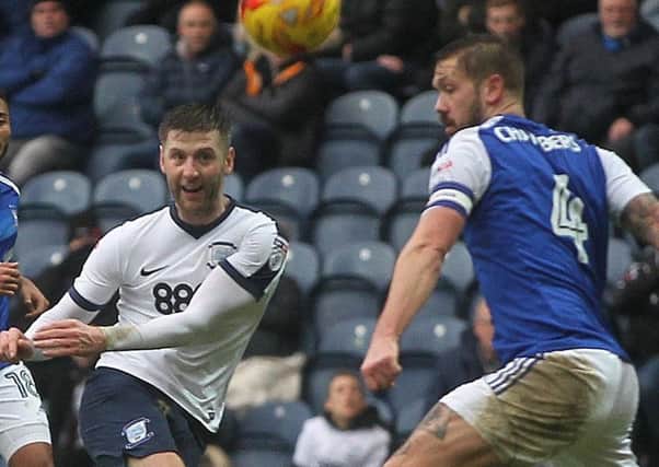 Paul Gallagher in action for Preston against Ipswich in January
