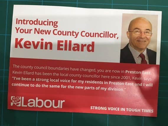 County Coun Ellard's leaflet