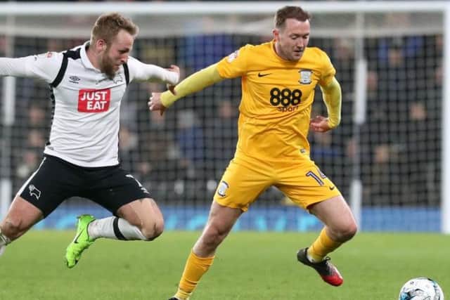 Aiden McGeady on the ball at Pride Park.