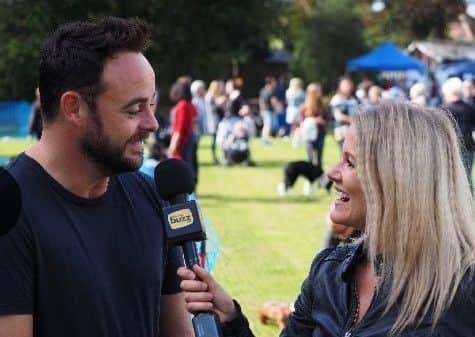 Presenter Laura Naylor from Lostock Hall with Ant McPartlin
