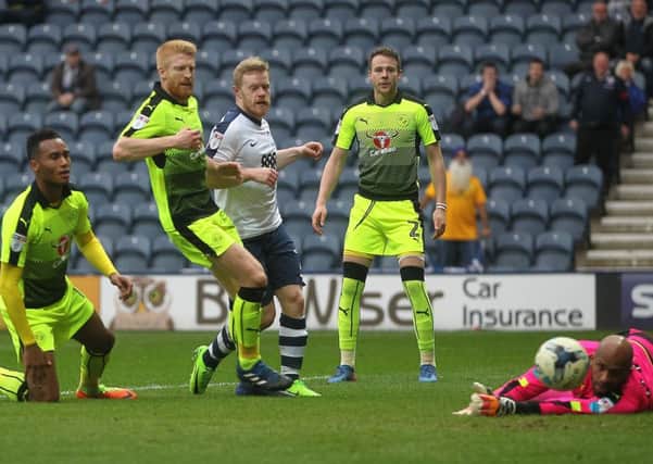 Daryl Horgan scores PNE's second goal against Reading