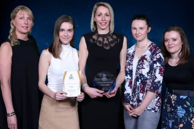 Community Organisation of the Year  Sponsored by Ambulant Physiotherapy Ltd. Left to Right: Martha Richardson - Director and Practice Owner (Ambulant Physiotherapy Ltd), Garstang Ladies Hockey Club