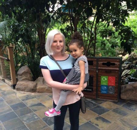 Claire Hamilton with her daughter Alyssa on holiday last year at Centre Parcs