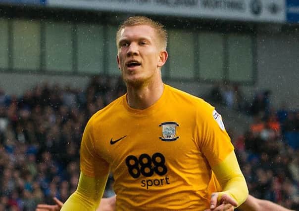 Simon Makienok celebrates after scoring at Brighton, one of a number of late goals PNE have netted