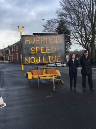 Average speed cameras on the A6 London Road, Preston. Pictured are Damien kitchen from Lancashire Police and Rhi Leeds from the Lancashire Road Safety Partnership. Photo: Lancashire Police