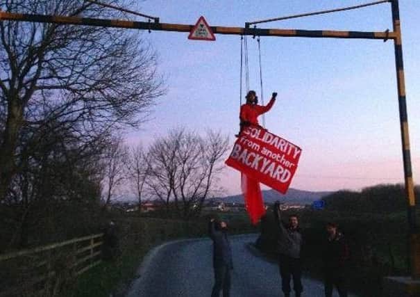 Anti-fracking protesters from Bristol swung into action at the quarry entrance
