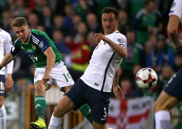 Forest's Jamie Ward scores Northern Ireland's first goal of the World Cup qualifying match against Norway