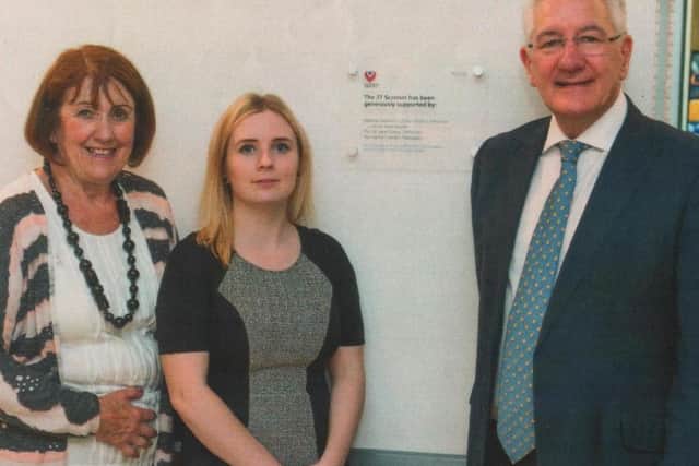 Former Pat Seed Appeal fund organiser Pauline Heaton from Catterall with Pat's granddaughter Emma Seed and David Walton (trustee),