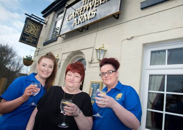 The Cardwell Arms in Adlington opens after it is refurbished l-r: Ashleigh Cranswick, Janice Ashworth and Megan Cunliffe