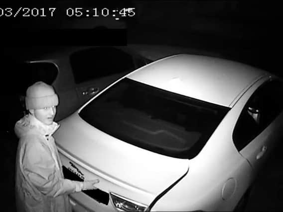 A man in Leyland has captured the moment thieves raided his unlocked car on CCTV