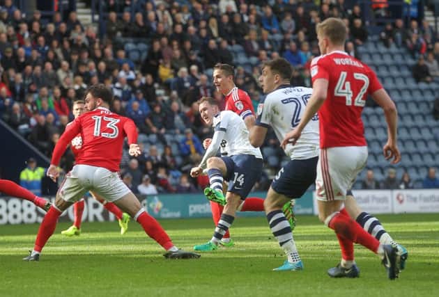 Preston North End's Aiden McGeady scores his side's first goal