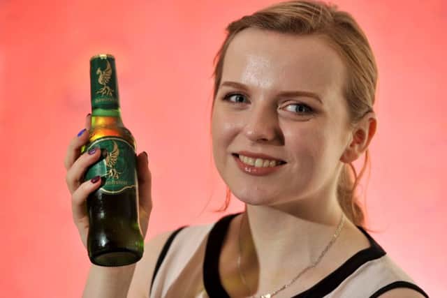 Photo Neil Cross
Aleksandra Czupajlo with her personally designed beer at the InBev Brewery, Samlesbury, which is celebrating its 45th anniversary