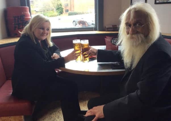 Jam Imani Rad celebrating his eviction with solicitor Helen Dent