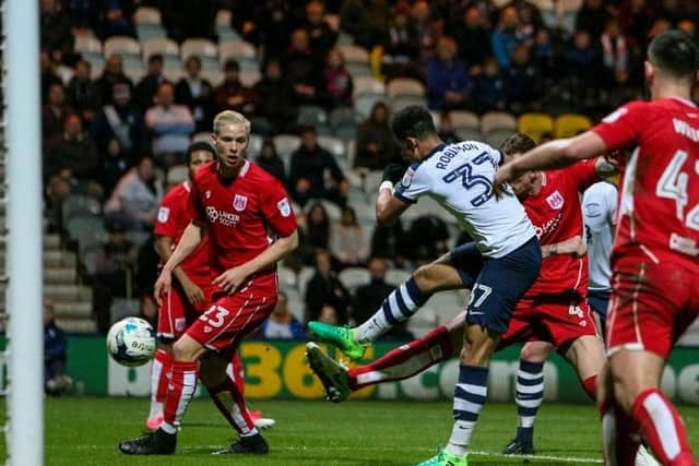 Callum Robinson scores PNE's fifth of the night.