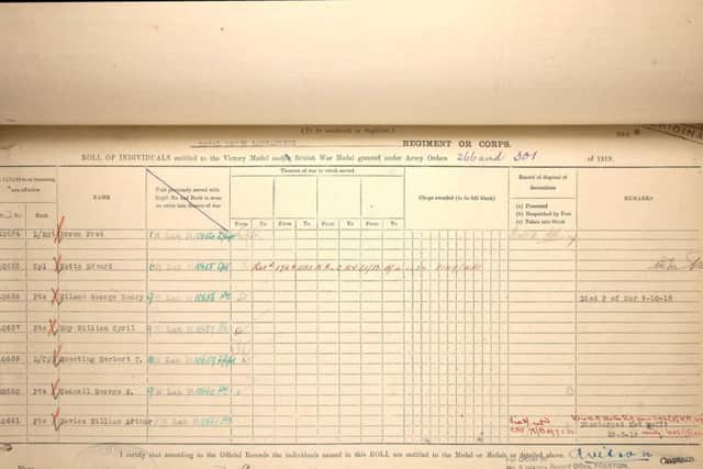 Ln Sgt Fred Brown's service roll