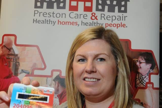 LEYLAND 05-04-17
Laura Holmes from Preston Care and Repair, offers information and advice at the Dementia Hub taking place with Memories Meeitng Place, at Halls for All building, Leyland.