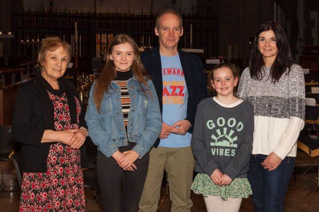 Patti Tindall, Eliza Peachey, Miles Peachey, Phoebe Hellewell and Gill Hellewell at Rosemere's Spring Concert for the charity's 20th anniversary