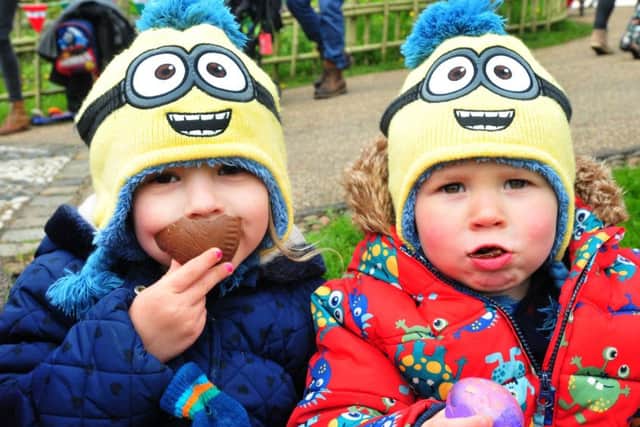 Photo: David Hurst
These little Minnions can't get enouggh chocolate at the Avenham Park Easter Egg Rolling event. They are, Alice and William Thompson of Preston