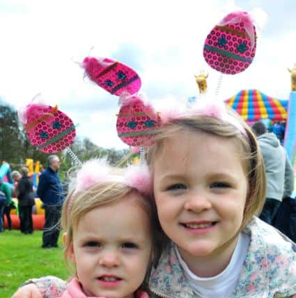 Photo: David Hurst
2 year old Emme and 4 year old Isla Fisher of Farington Moss at the Avenham Park Easter Egg Rolling event.