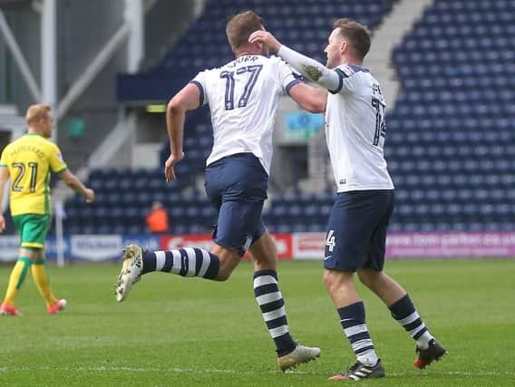 Tommy Spurr celebrates his goal - a rare high point for PNE on Easter Monday.