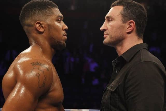 Anthony Joshua and Wladimir Klitschko meet at Wembley later this month. Picture: Lawrence Lustig