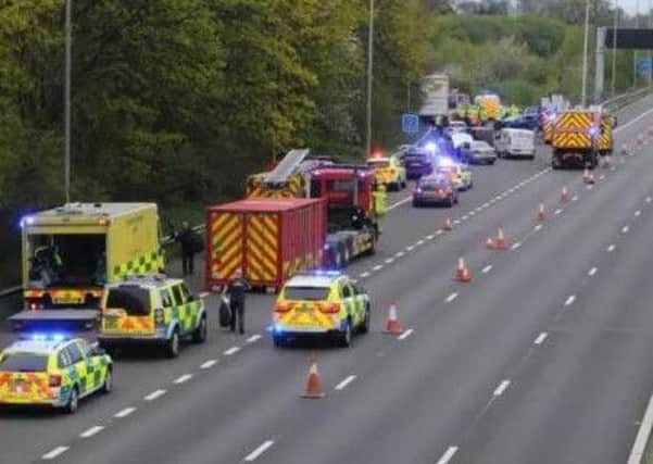 One man was airlifted to hospital following a 10 vehicle smash on the northbound M6 yesterday evening.