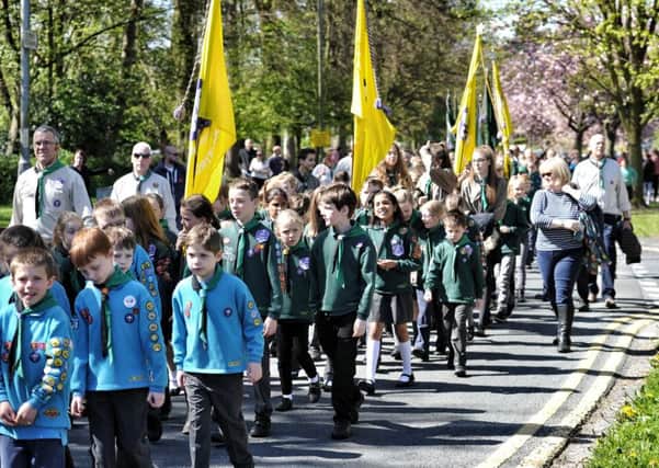 Picture by Julian Brown 23/04/17



South Ribble District Scouts Annual St George's Day Parade from St Mary's RC Church, Leyland