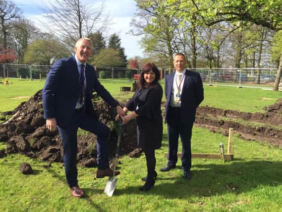 Andy Rhodes, Chief Constable designate,with Rachel Baines and  Steve Rothwell at the site of the new memorial garden