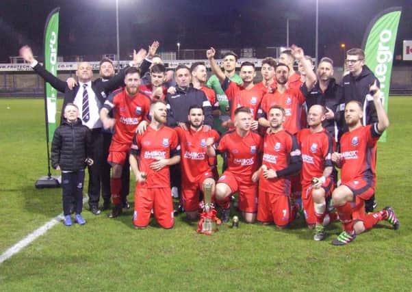 Bamber Bridge celebrate winning the League Cup