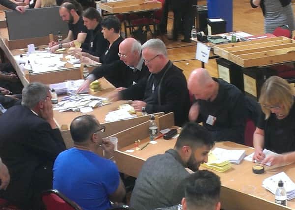 Local election count at Chorley Town Hall