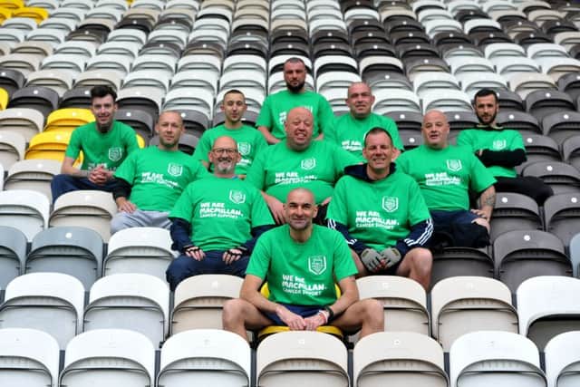 PNE fan Ian Bamber and his team part in a sponsored bums on seats challenge for Macmillan Cancer Support, aiming to sit on every one of the 23,404 seats of Deepdale stadium between them