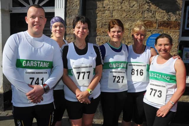 The Garstang Gallop, a 7-mile run round the town, took place on Sunday, with funds raised going to the Royal Manchester Children's Hospital.
Members of Garstang Running Club at the start.  PIC BY ROB LOCK
22-3-2015