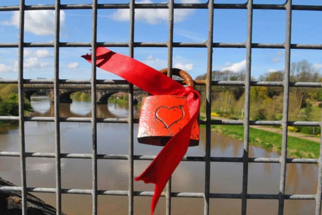 A lovers' padlock on the Ribble bridge