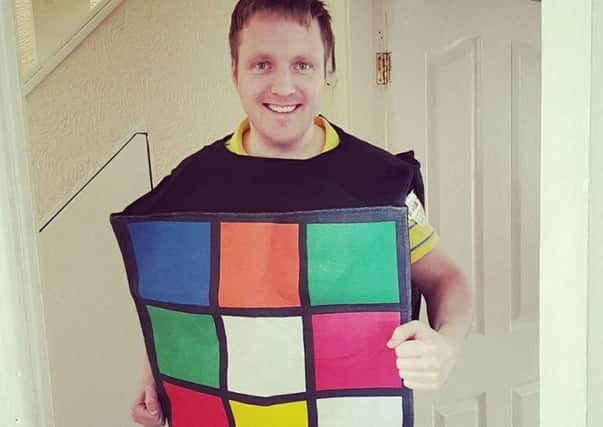 Martin Bennett, of Leyland, who will be doing the Edinburgh Marathon dressed as a rubix cube