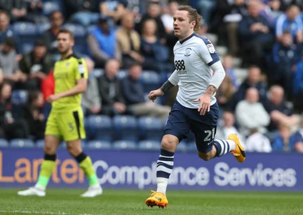 Preston North End's Stevie May in action against Rotherham.