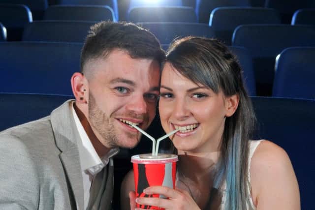 Danny Teasdale and fiancee Rebecca Greenhalgh at Preston's Odeon cinema - the venue where they became engaged