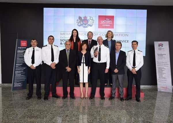 Rector of UCLan Cyprus, Professor Melinda Tan and the Deputy Chief Constable of the Sovereign Base Areas Police Service, Mr Murray Duffin, signed the formal agreement for A Memorandum of cooperation with the SBAPS