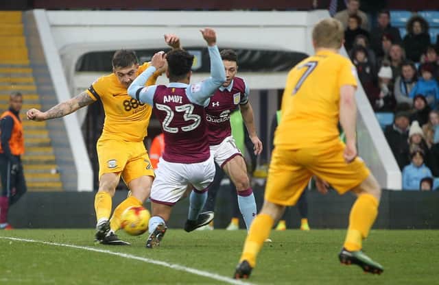 Jordan Hugill scores his goal of the season against Aston Villa