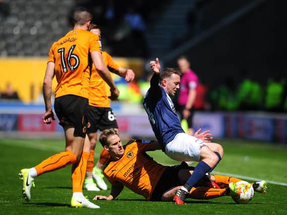 Aiden McGeady comes under pressure against Wolves.