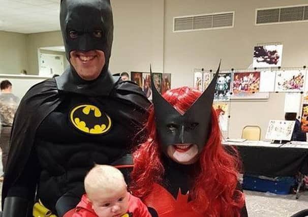 Groom Lee Burns and bride Kirsty Walkden from Chorley enjoy going to comic conventions