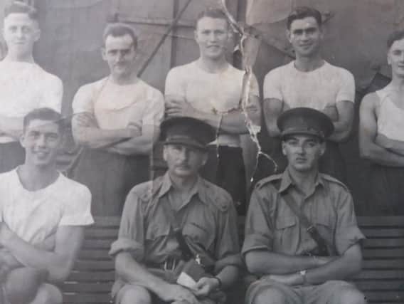 William Dickinson (back row first on the left) on route to Singapore in 1941