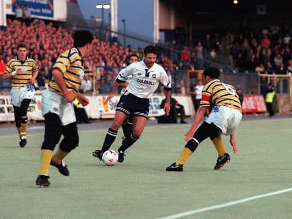 Tony Ellis in action for PNE against Torquay in May 1994