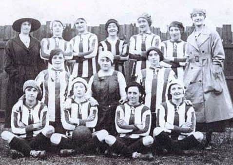 Dick, Kerr Ladies Football Team Photographed prior to their first game on 25th December, 1917. Photo courtesy of Gail Newsham