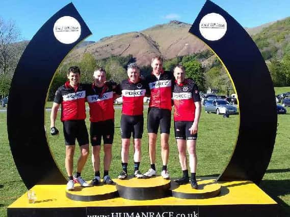 Jonathan Parr, Damien McDonald, Marc Summers, Dave Bond and Simon Bird completed the Fred Whitton Challenge for Rainbow House