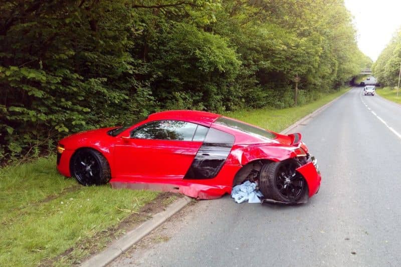 Damaged Audi in Eastway, Fulwood. Picture: Lancashire Road Police