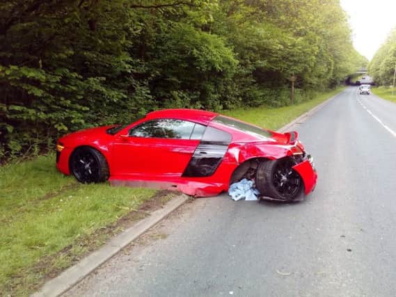 Damaged Audi in Eastway, Fulwood. Picture: Lancashire Road Police