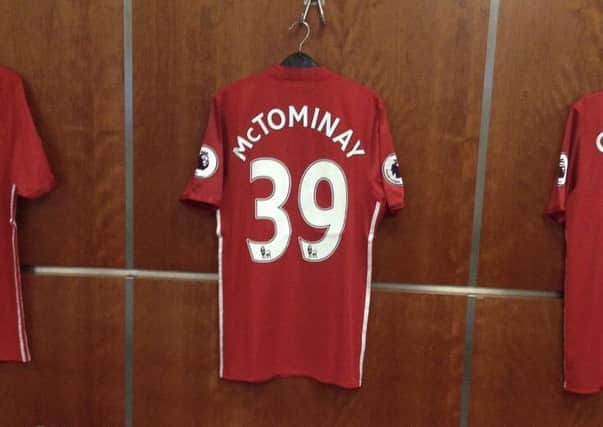 Scott McTominay's shirt hangs in the Old Trafford dressing room.