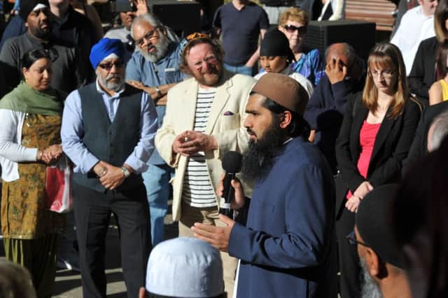 Photo Neil Cross
The vigil on Preston's Flag Market in support of the victims of the Manchester bombing
Imam Amjad Yoosuf