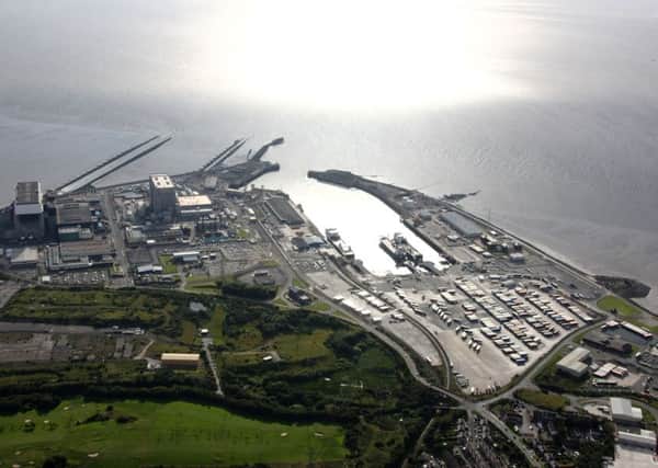 An aerial view of Heysham Port.